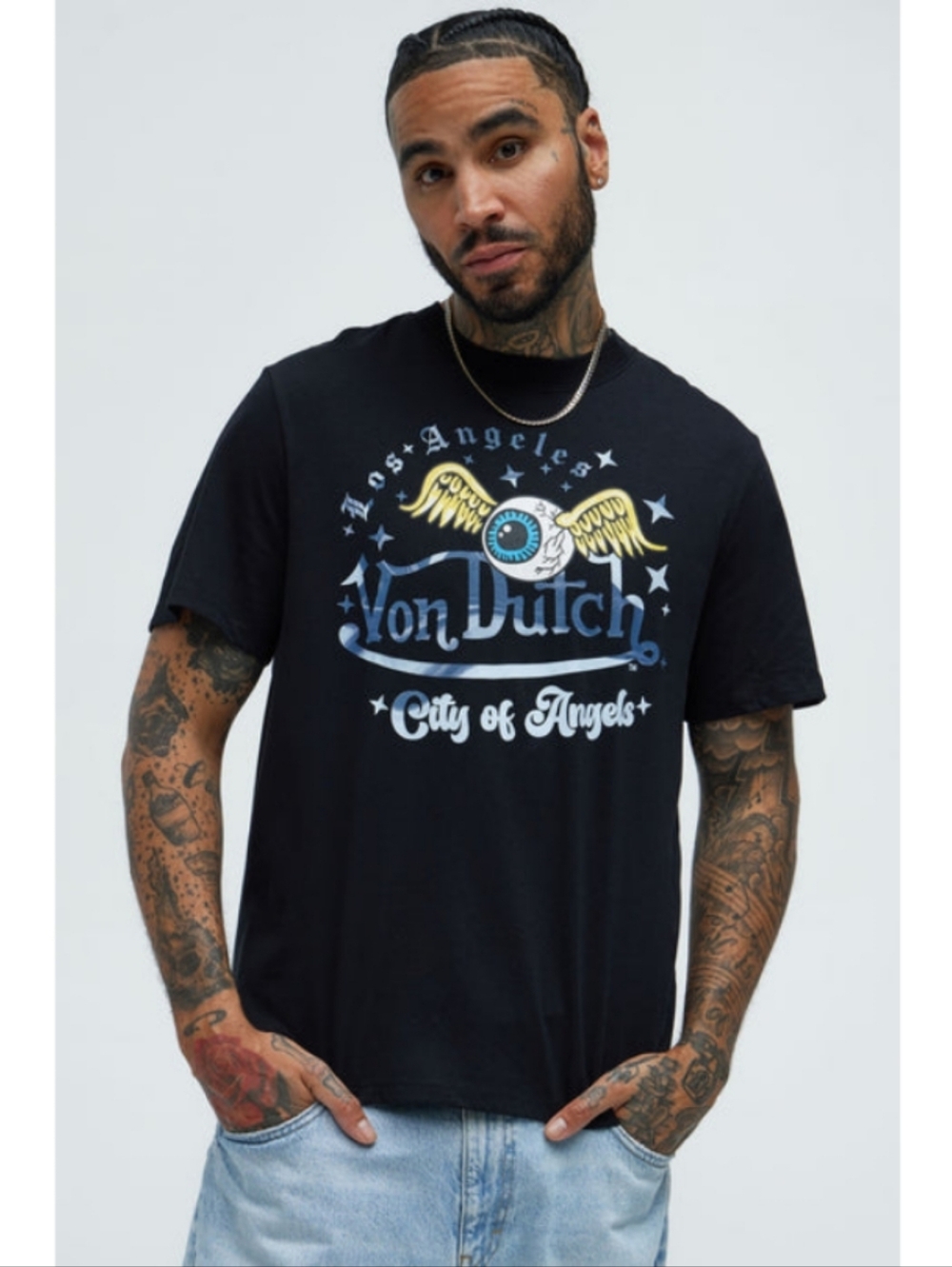 Von Dutch City Of Angels Short Sleeve Tee - Black Streerwear Skater Large